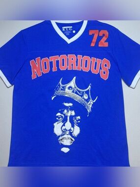 Notorious Graphic Tee - Blue with Red Accents